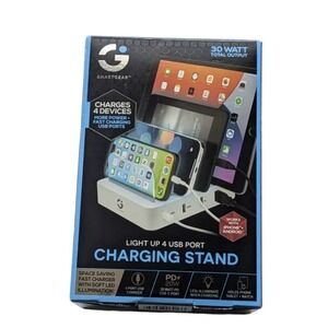 Smart Gear Charging Stand 4 Port USB Light Up Holds Phone Tablet Sealed Box